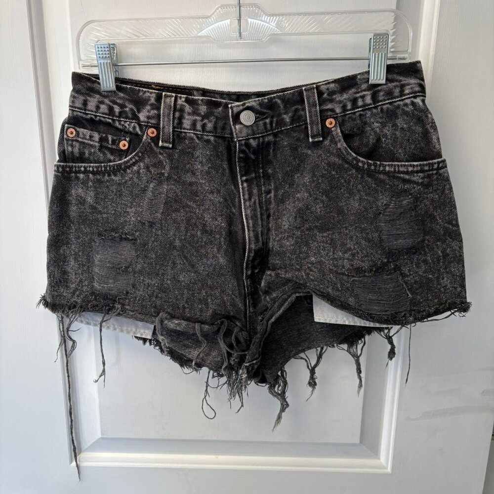 Levi's Black denim cut off shorts